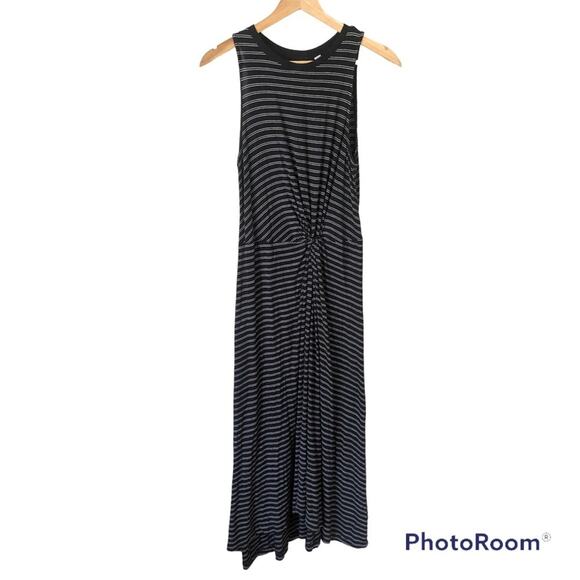 Gap Striped Maxi Dress Womens Black Comfort Stretch Casual Preppy Lightweight - Picture 1 of 5